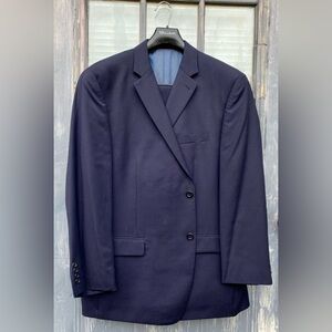 Michael By Michael Kors Mens Dark Blue Pinstripe 2 Piece 2 Button Suit 48R 42/30